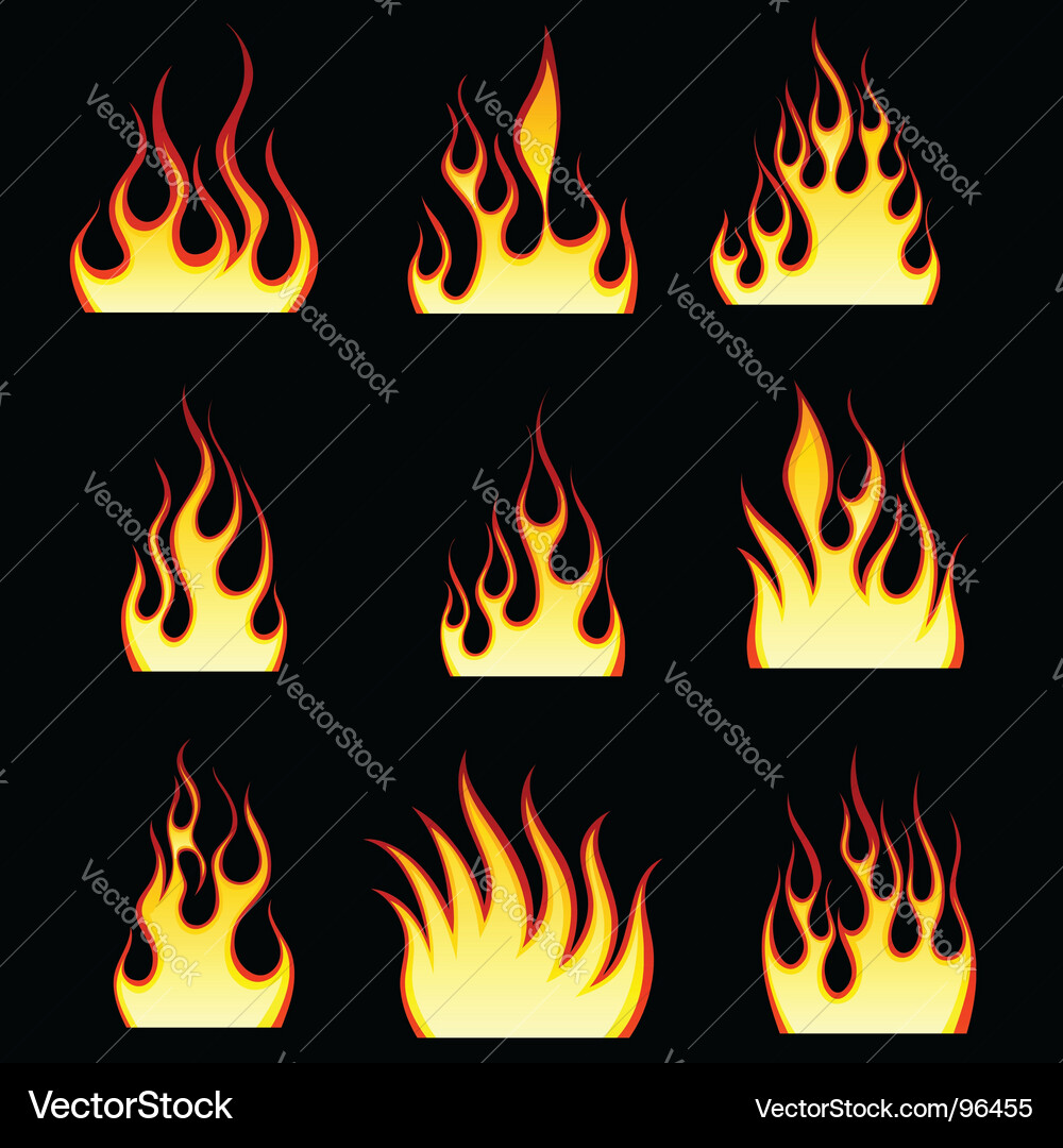 Fiery Flame Patterns vector image