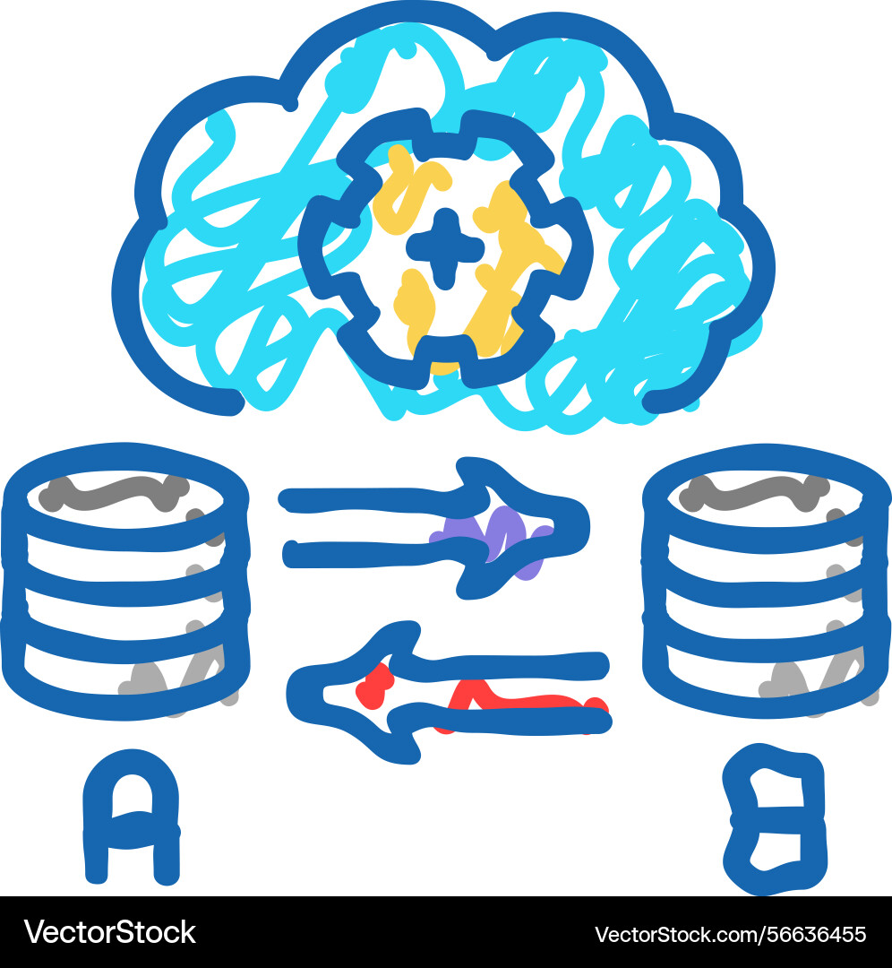 Replication database icon doodle Vector Image