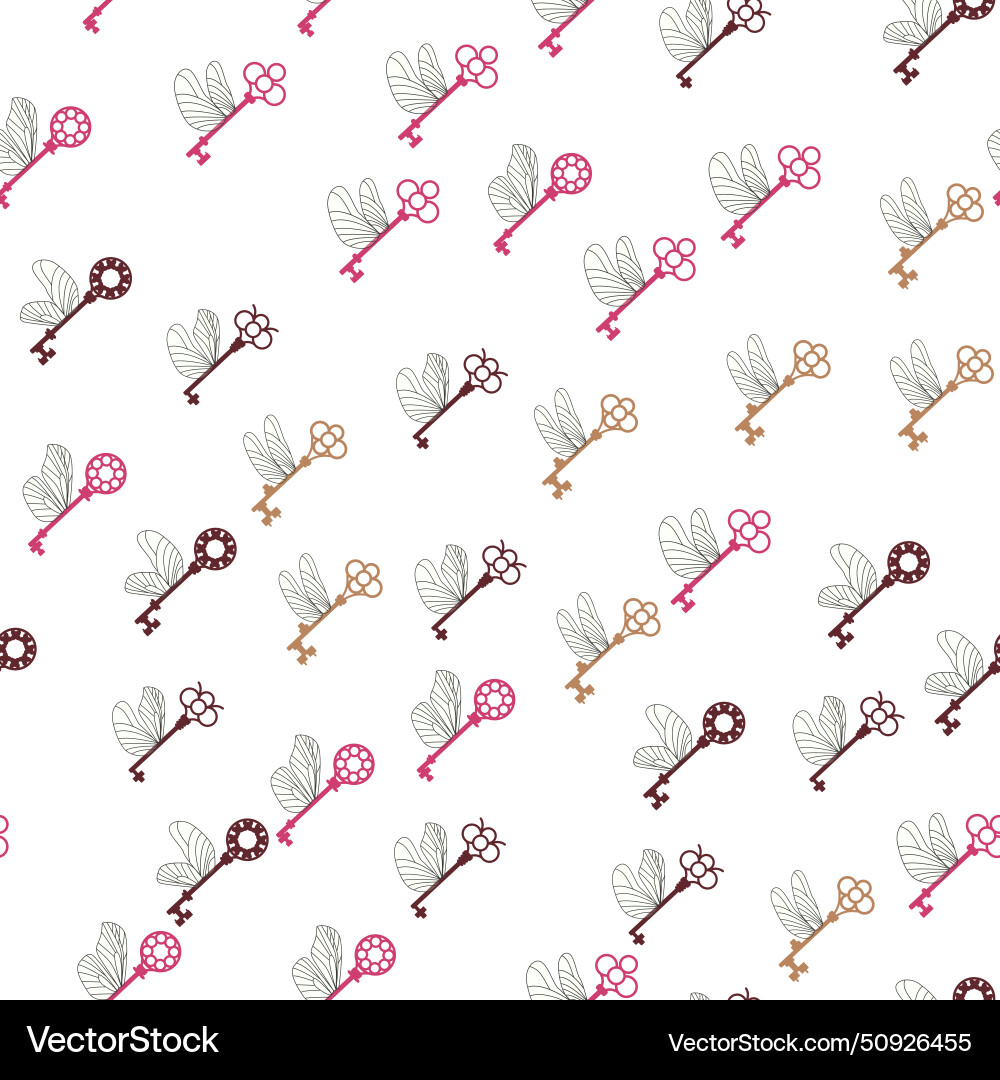 Seamless pattern with magic keys wings Seamless pattern with magic keys wings vector image