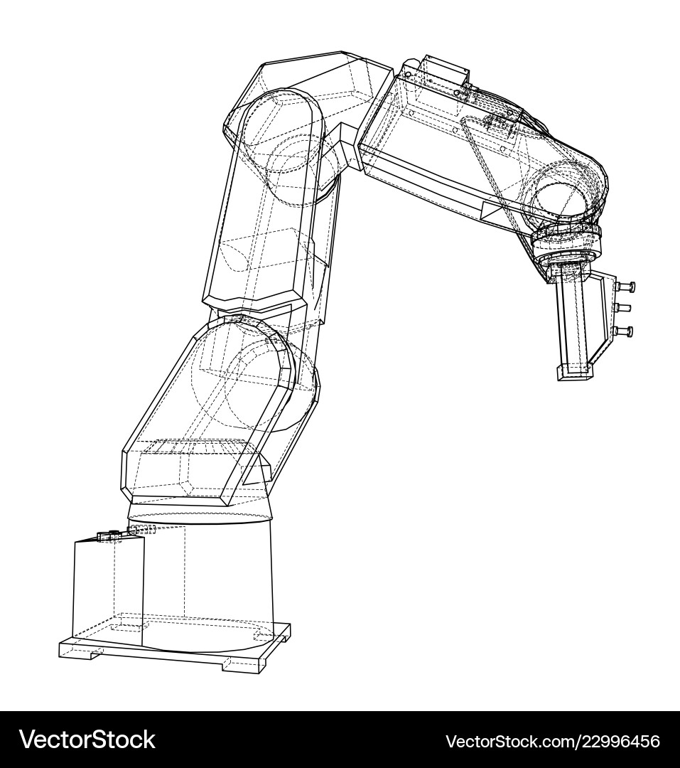3d outline robotic arm rendering of 3d outline robotic arm rendering of vector image