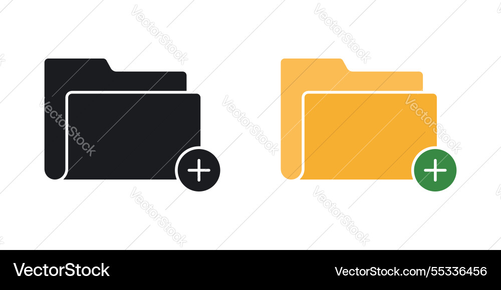 Add folder icons set black and colored style Add folder icons set black and colored style Vector Image