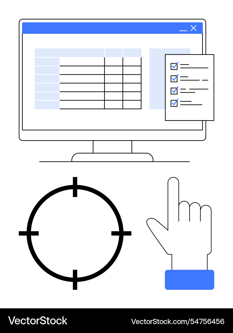 Monitoring tasks on a computer screen Monitoring tasks on a computer screen vector image