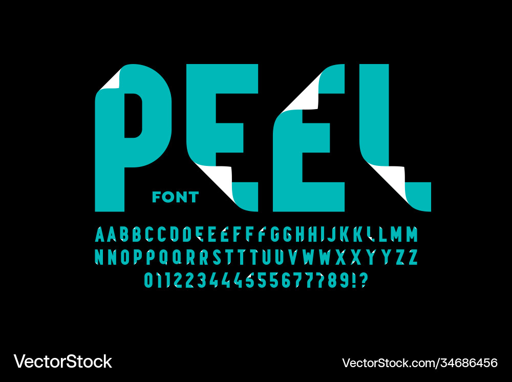 Peeled style font design Peeled style font design Vector Image