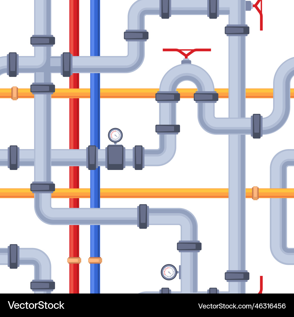Pipeline pattern seamless print with water pipe Pipeline pattern seamless print with water pipe vector image