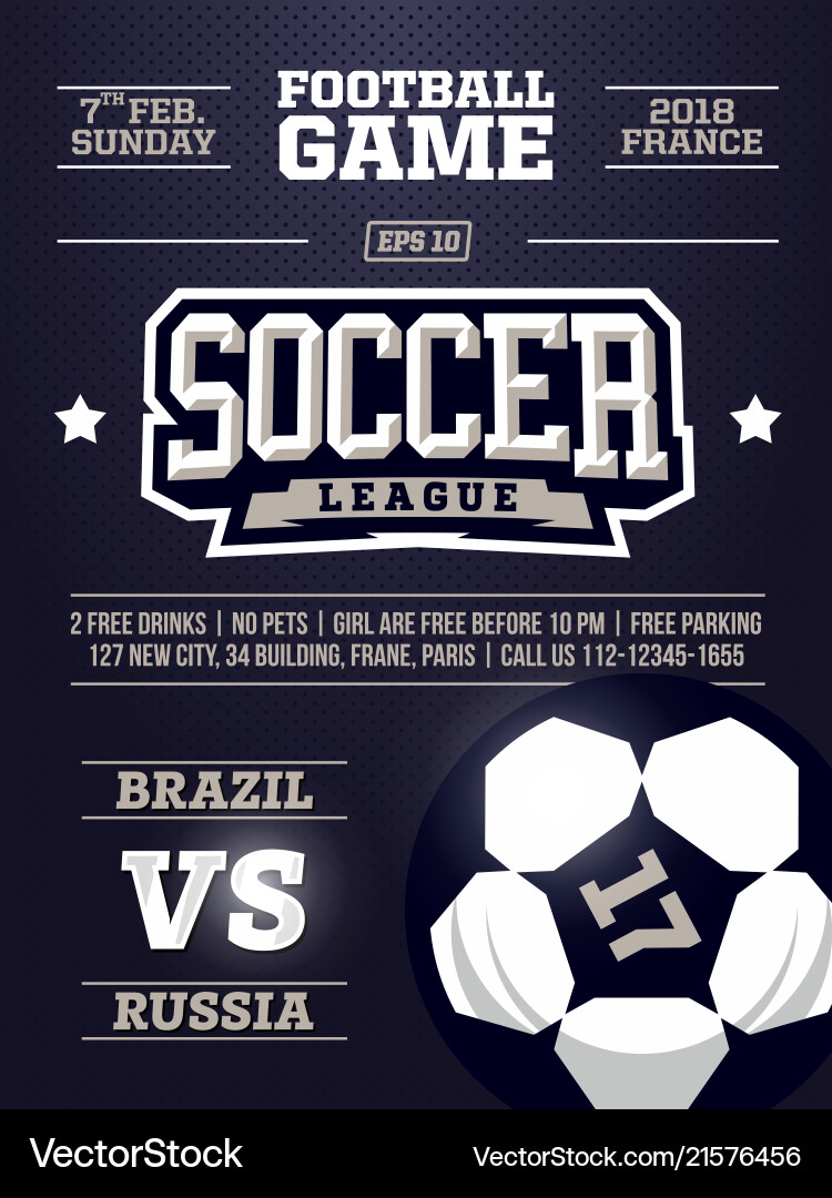 Professional Sports Flyer - Soccer Theme Vector Image