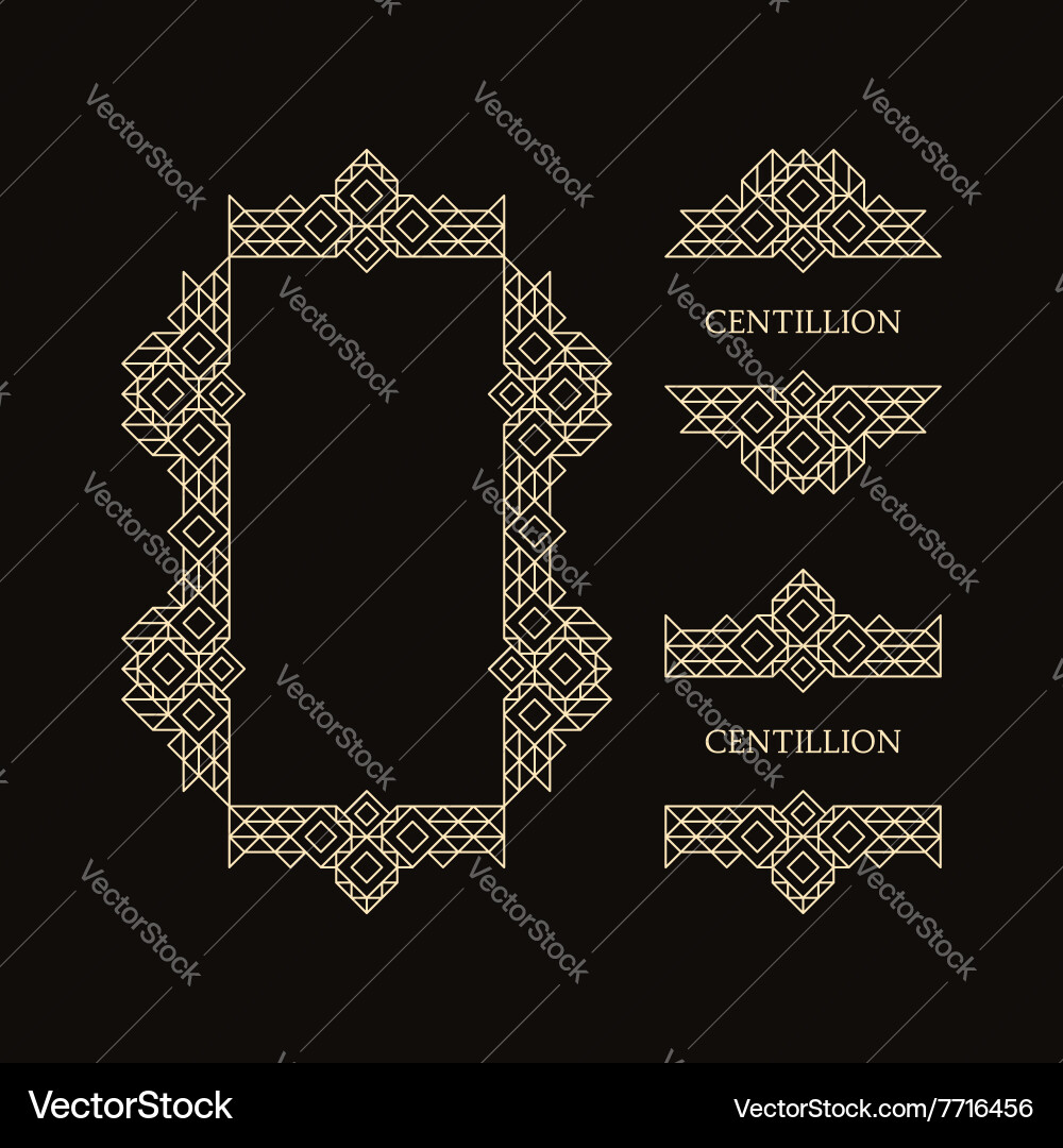 Retro frame with place for text line art design Vector Image