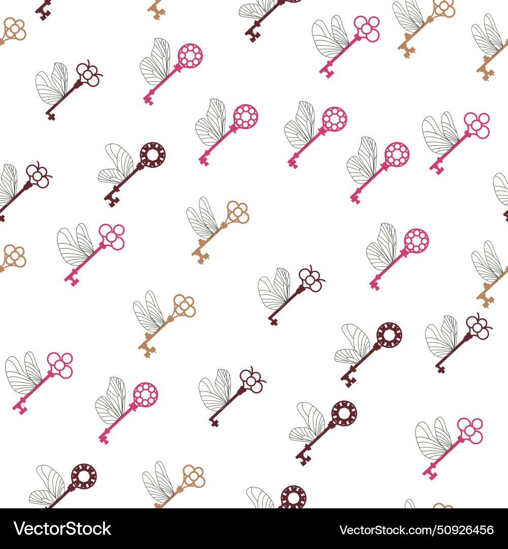 Seamless pattern with magic keys wings Seamless pattern with magic keys wings vector image