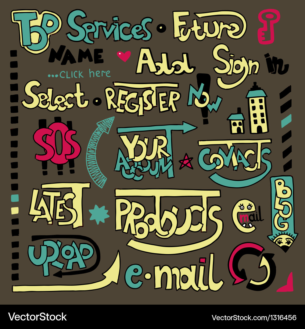 Set of hand draw lettering web design element vector image