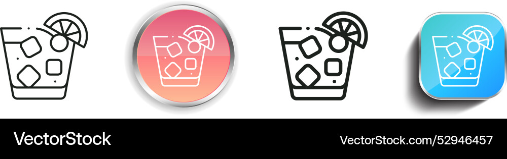Cocktail icon thin linear regular and button vector image