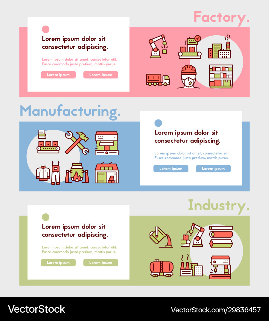 Factory color line icon set labor and engineering Factory color line icon set labor and engineering vector image