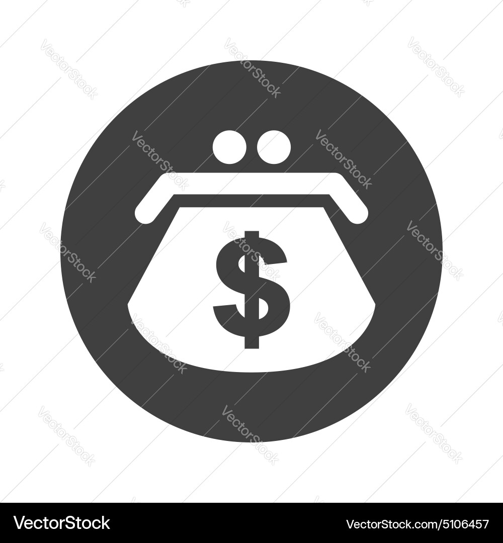 Monochrome round dollar purse icon Vector Image