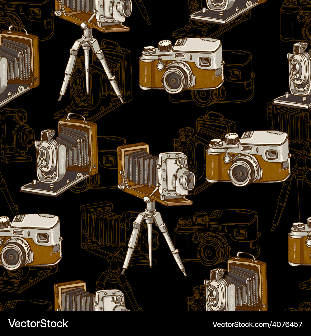 Retro Camera Seamless Pattern vector image
