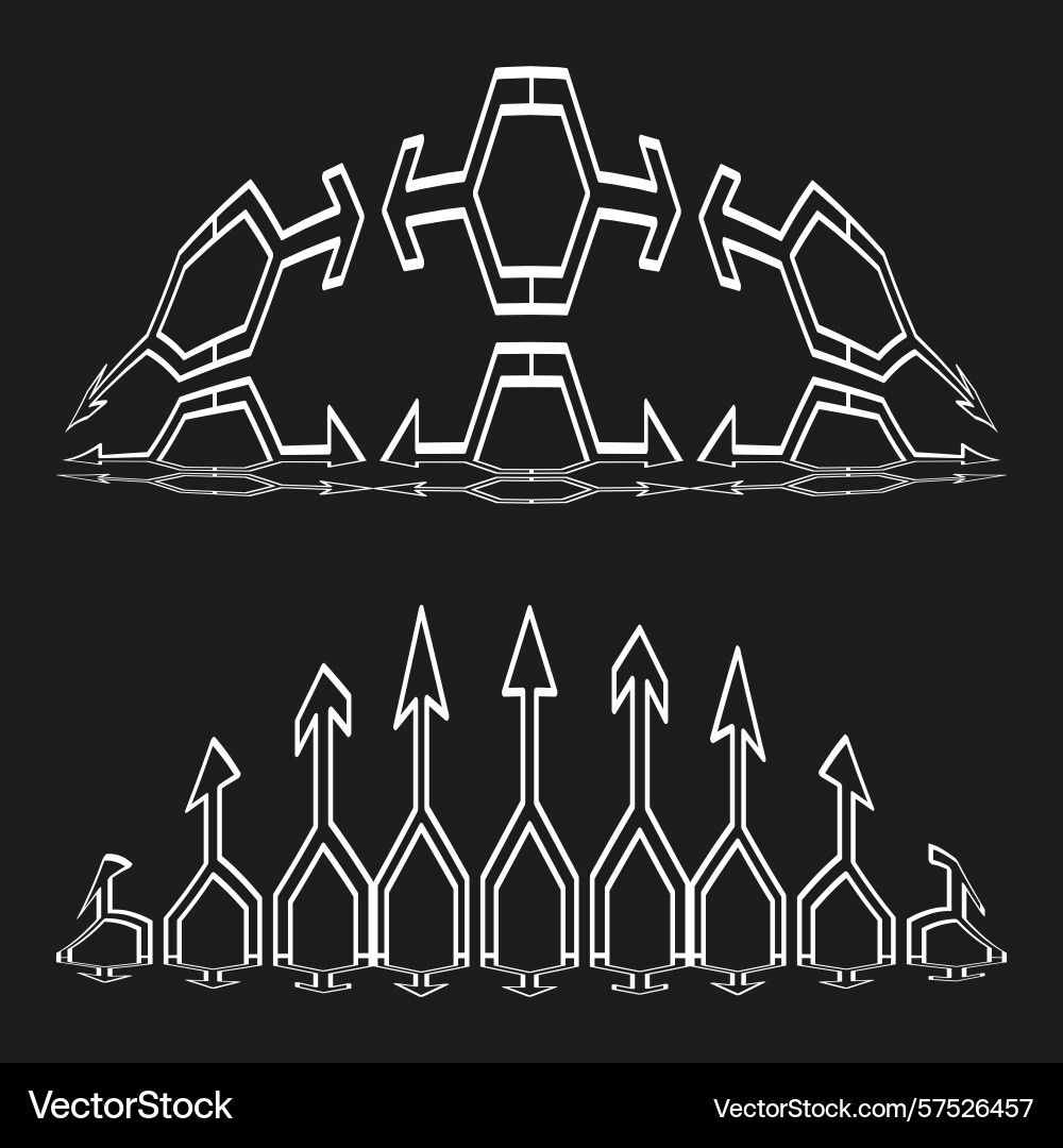Rocket lineup silhouette symmetric missile array Rocket lineup silhouette symmetric missile array vector image