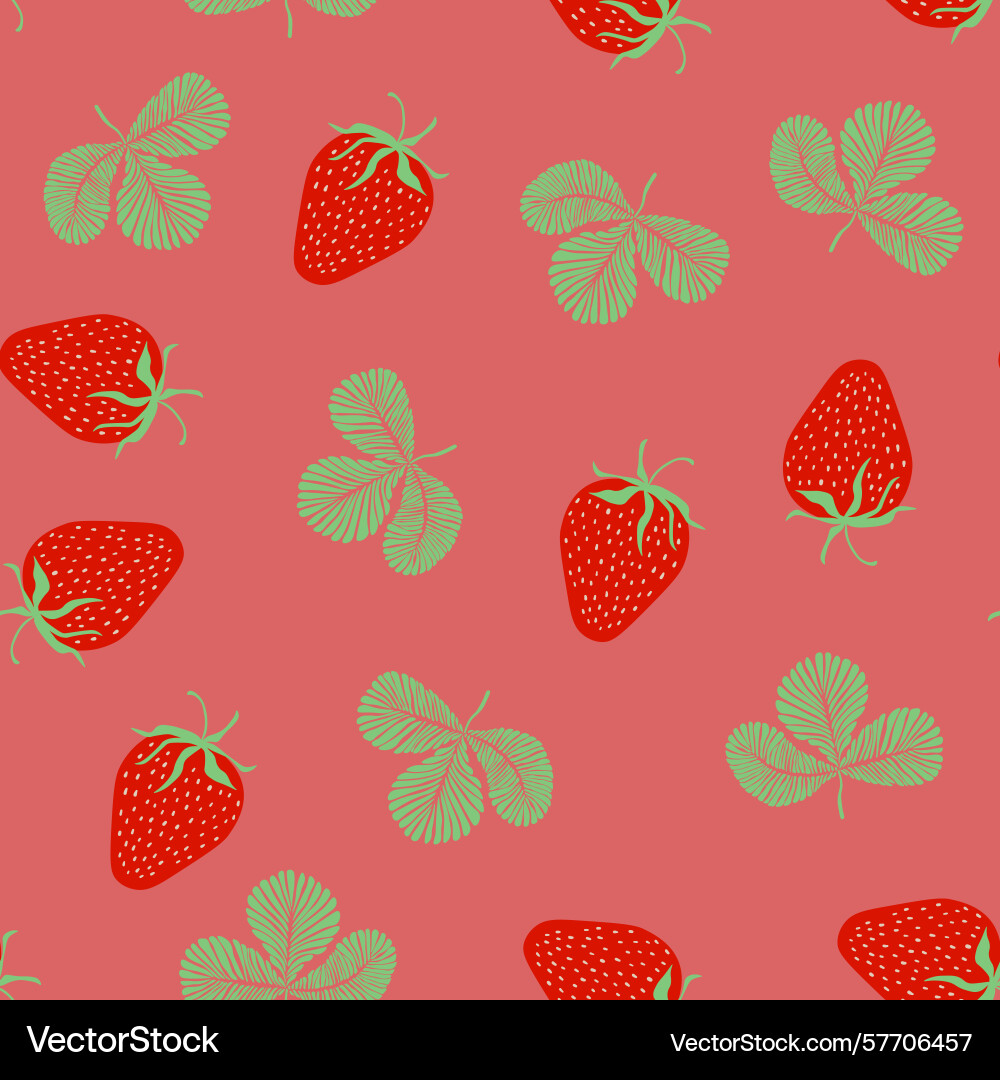 Seamless pattern with strawberry on color Seamless pattern with strawberry on color Vector Image
