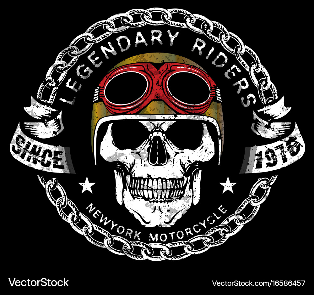 Vintage Skull Rider Tee Graphic vector image
