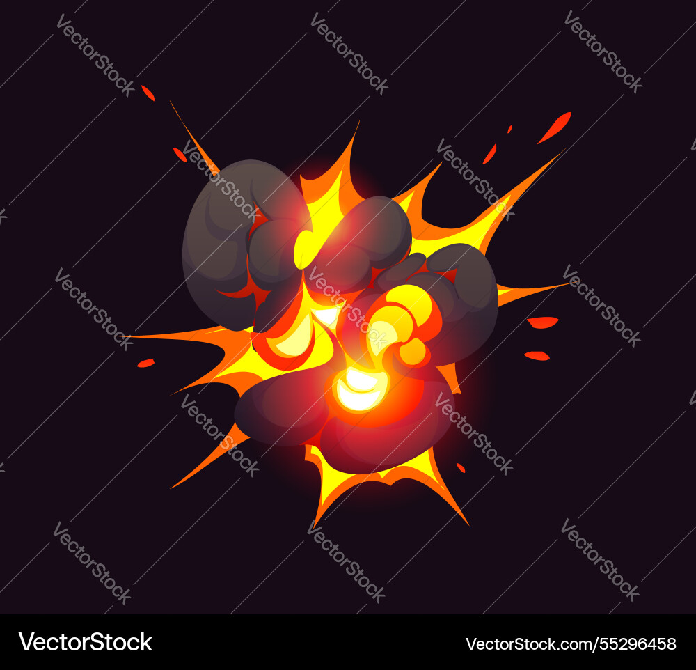 Bomb explosion effect blast boom cloud with fire Vector Image