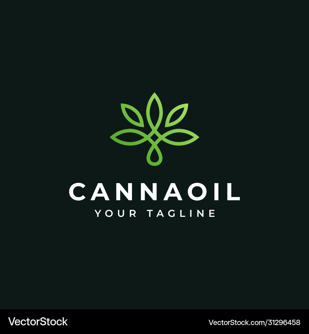 Cannabis Oil & Hemp Leaf Logo Vector Image