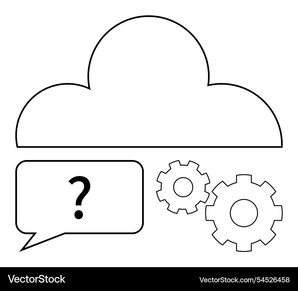 Cloud computing concept with gears and speech vector image