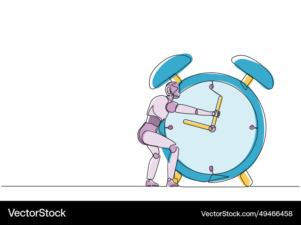 Continuous one line drawing robots hugging huge Continuous one line drawing robots hugging huge vector image
