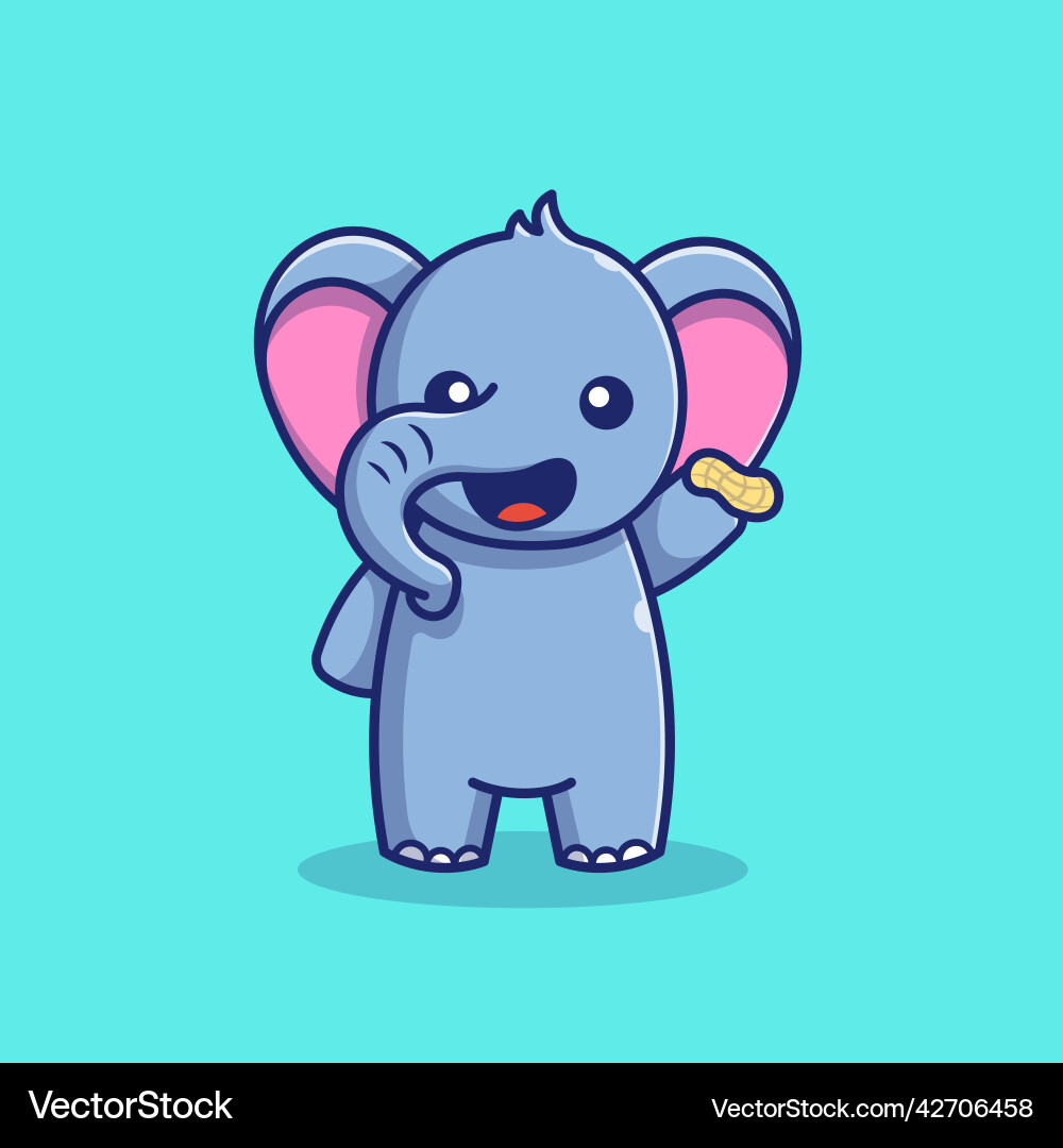 Cute elephant holding nut cartoon Cute elephant holding nut cartoon vector image