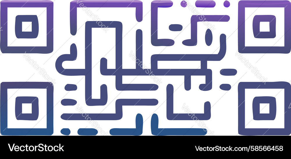 Intricate Blue QR Code Pattern Vector Image