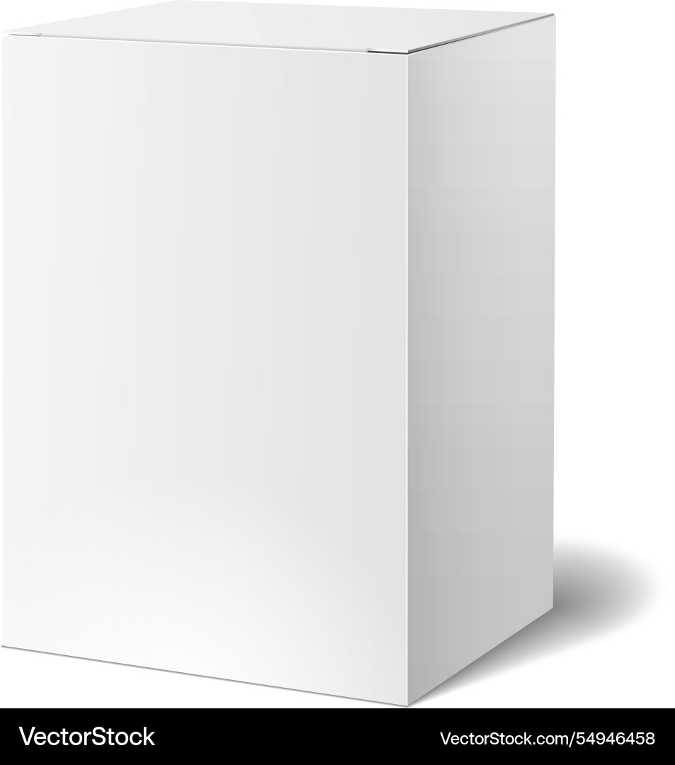 Realistic white closed box casting a soft shadow Realistic white closed box casting a soft shadow vector image