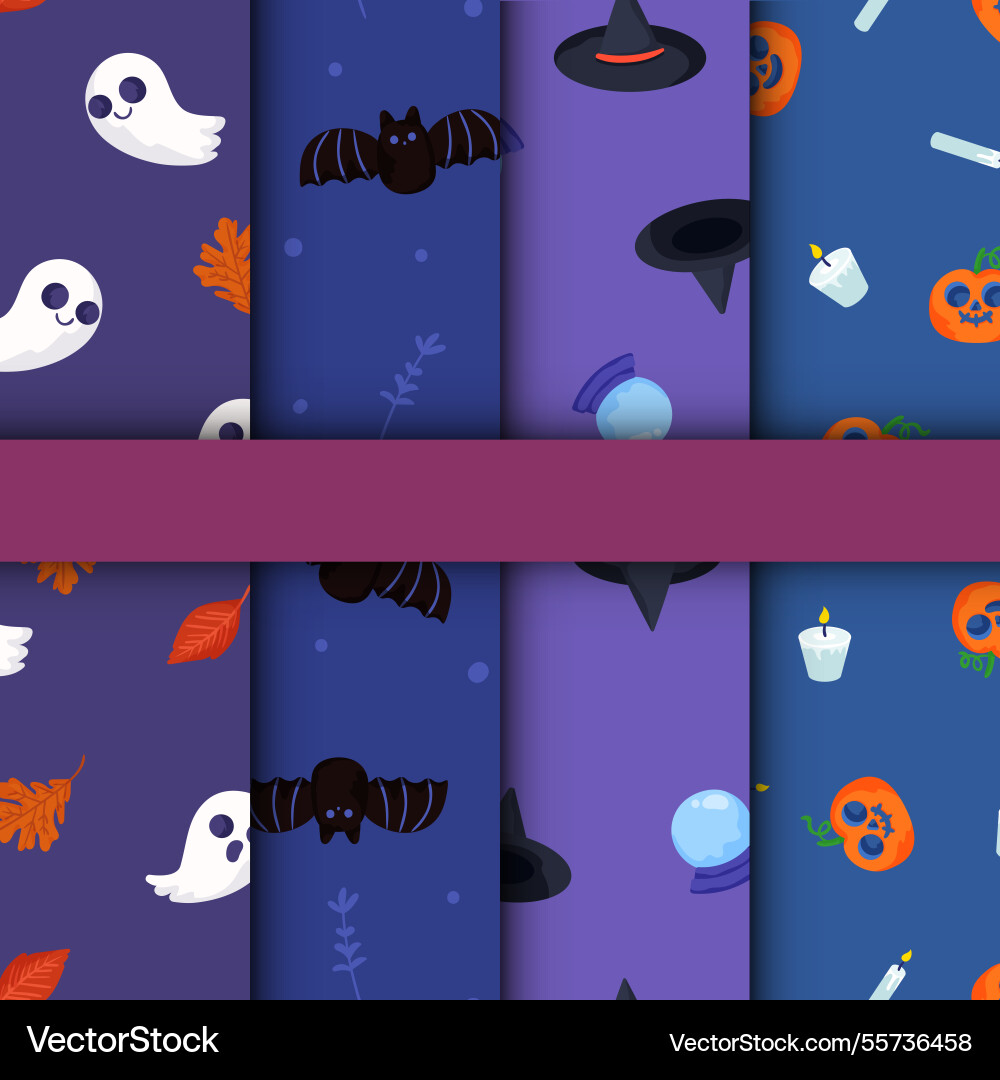 Set of patterns with halloween elements Vector Image