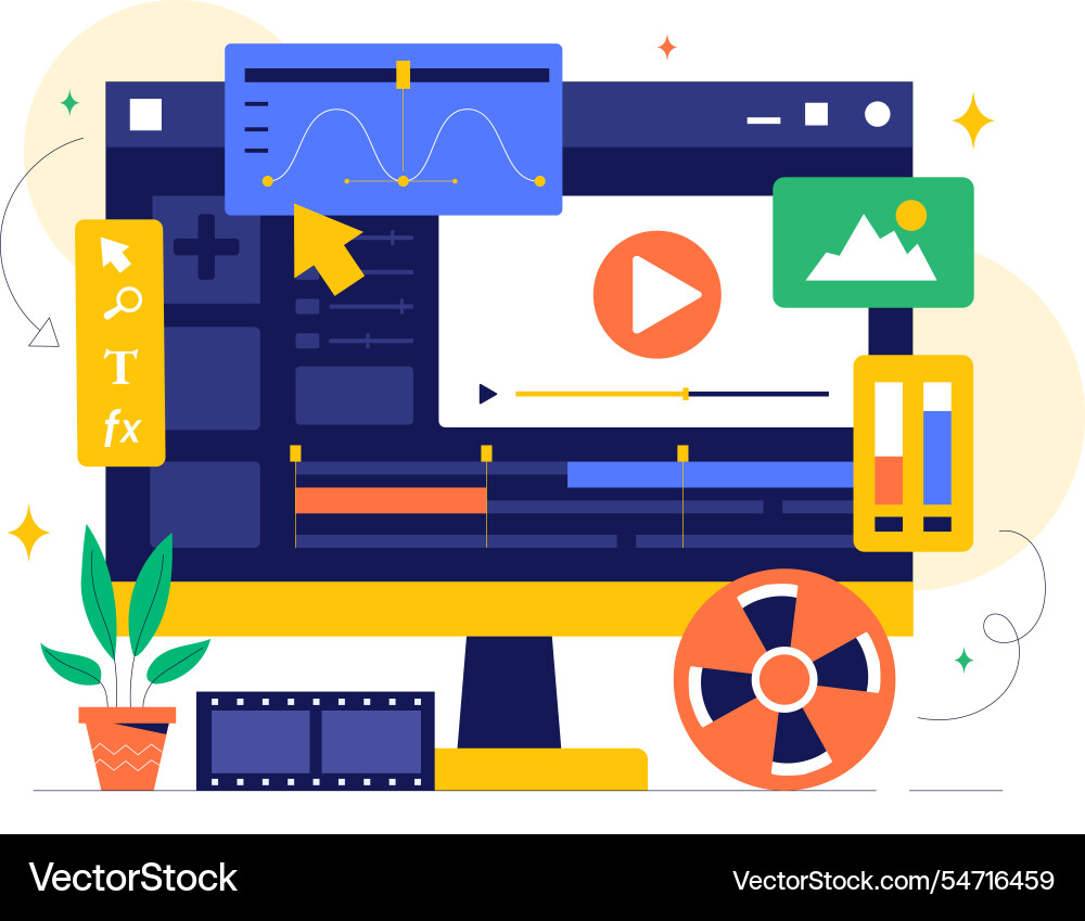 A video editor program featuring editing Vector Image