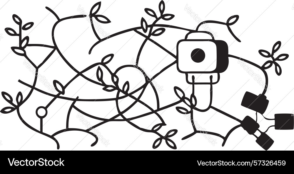 Abstract network with robotic head design vector image