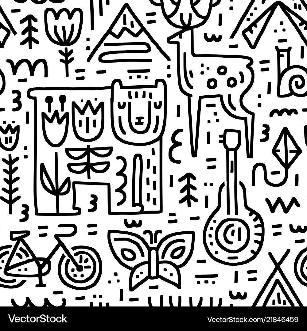 Camping seamless pattern Royalty Free Vector Image