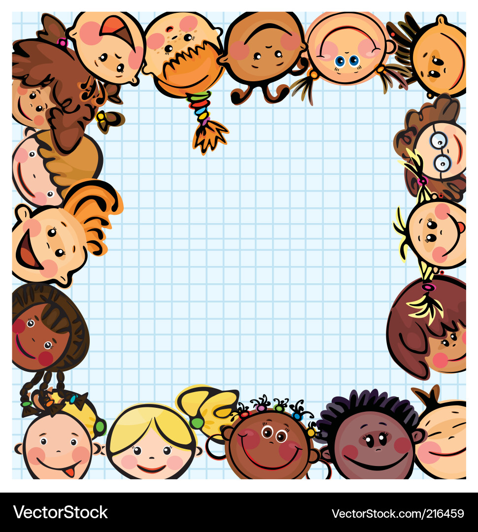 Children's Frame with Diverse Kids Vector Image