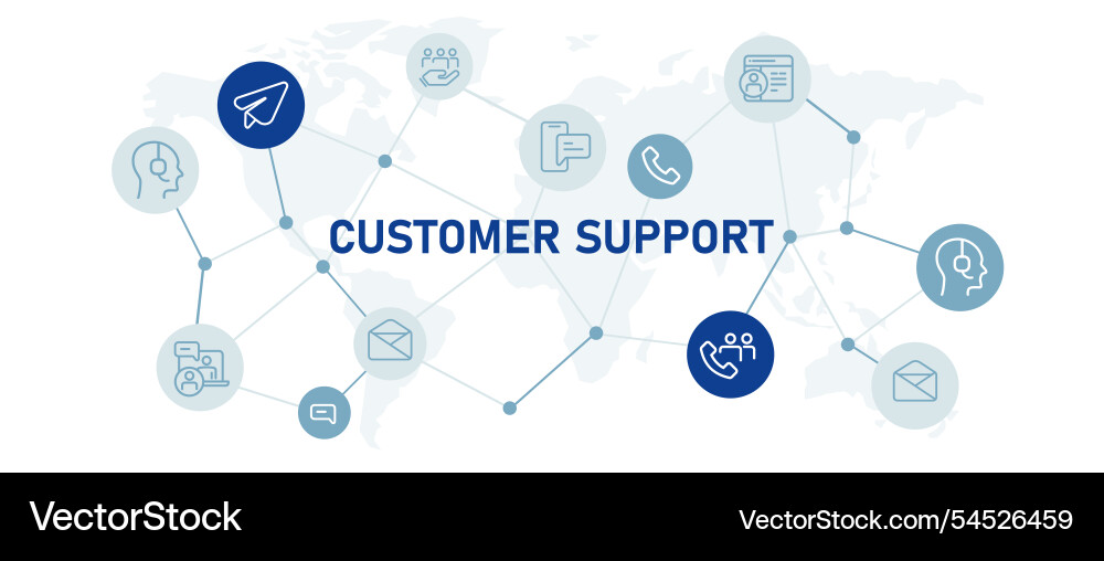 Customer support icon set collection web header Customer support icon set collection web header vector image