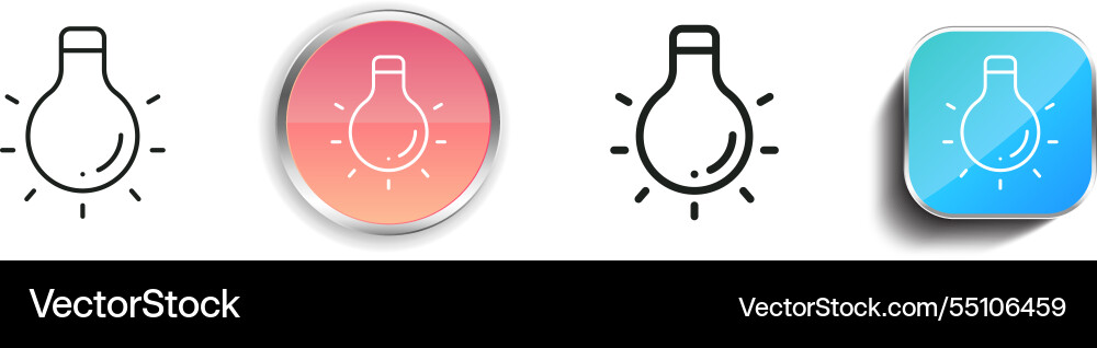 Incandescent icon thin linear regular and button vector image