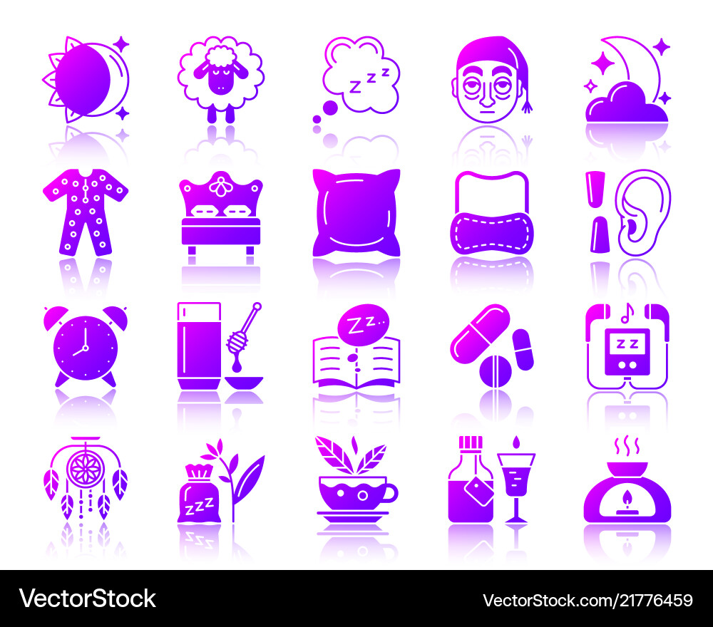 Insomnia simple gradient icons set Insomnia simple gradient icons set vector image