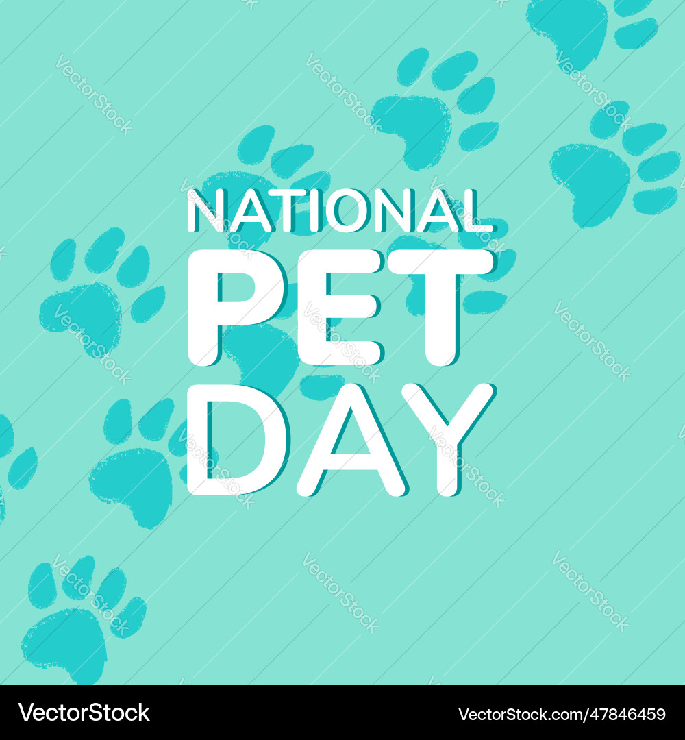 National pet day banner with paw prints trail National pet day banner with paw prints trail vector image
