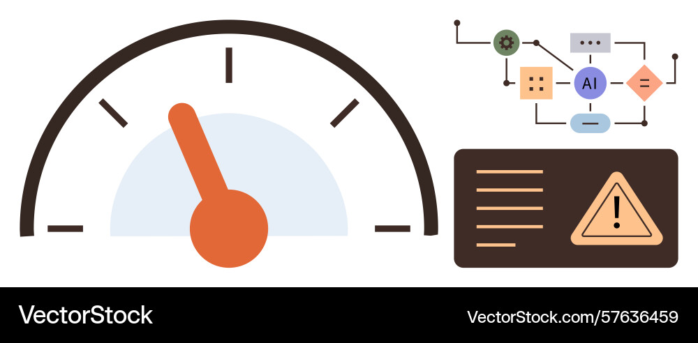 Performance gauge with ai workflow diagram Performance gauge with ai workflow diagram vector image