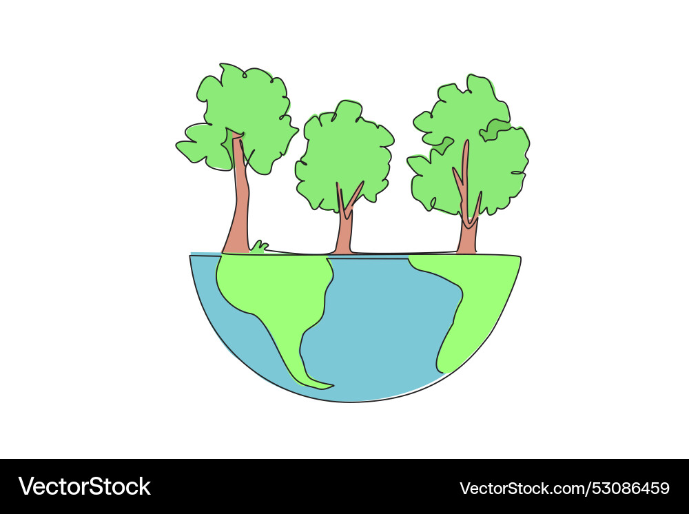 Single continuous line drawing the trees Single continuous line drawing the trees vector image
