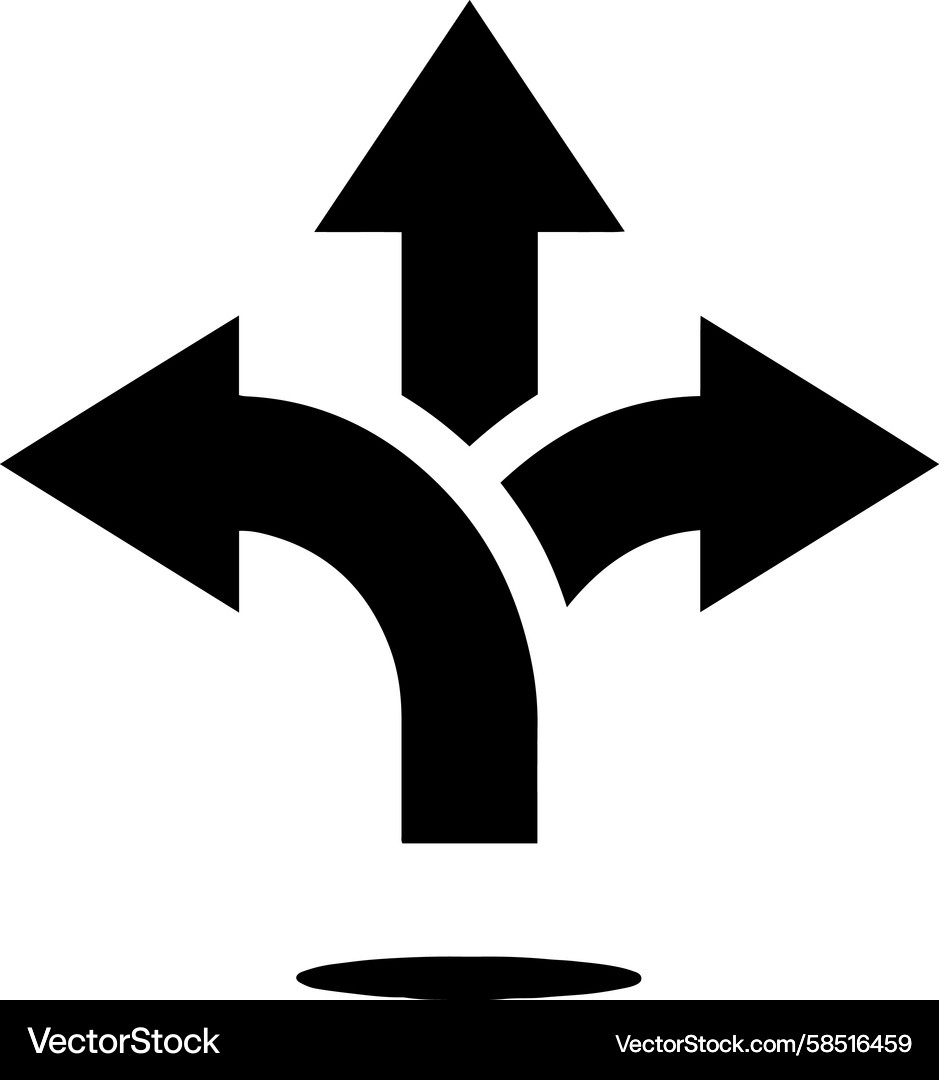 Three Arrows Branching Path Icon Vector Image