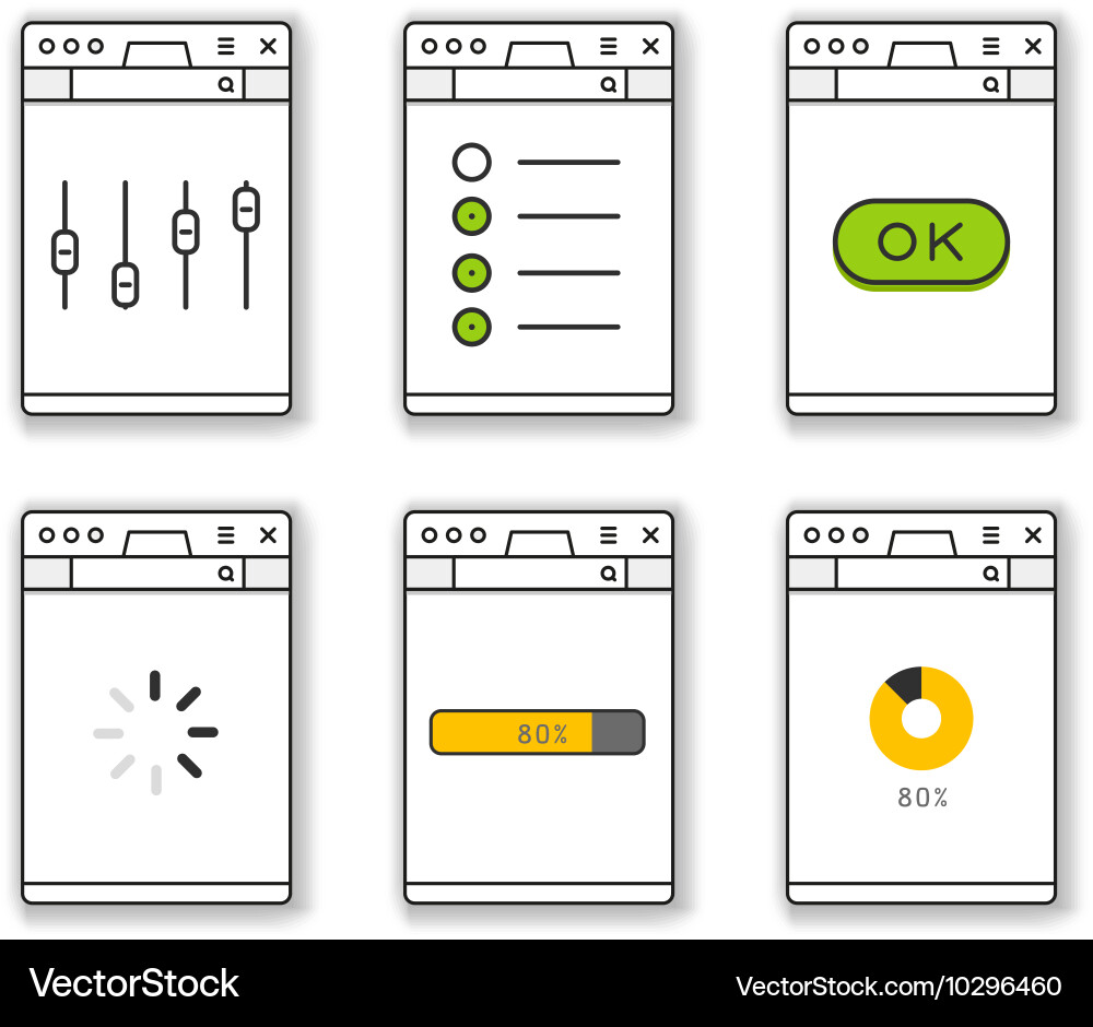Browser window template with different content vector image