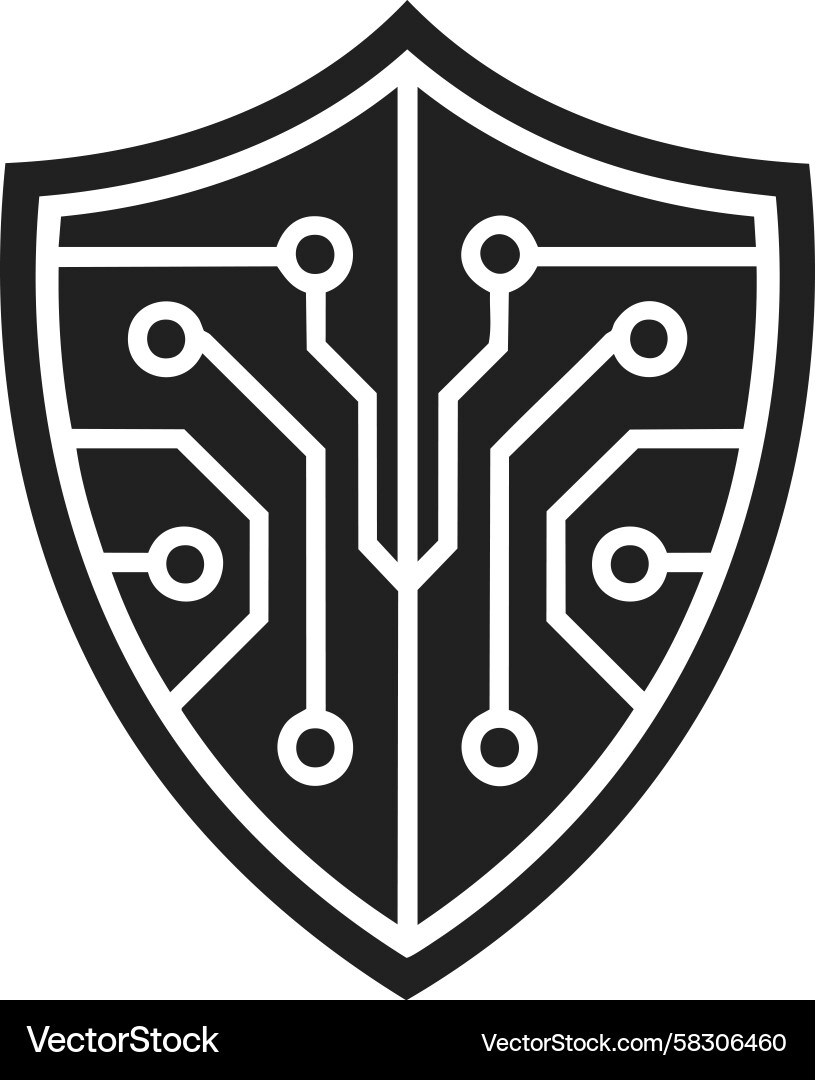 Cyber Circuit Shield Vector Image