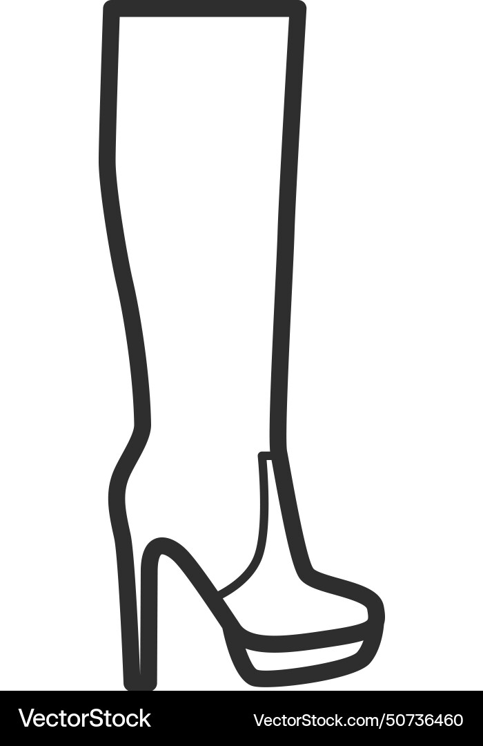 High heel boot line icon female footwear High heel boot line icon female footwear vector image