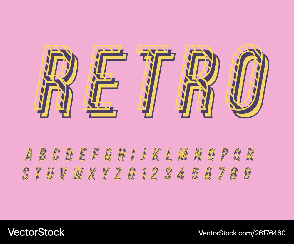 Retro font and alphabet stock Retro font and alphabet stock vector image