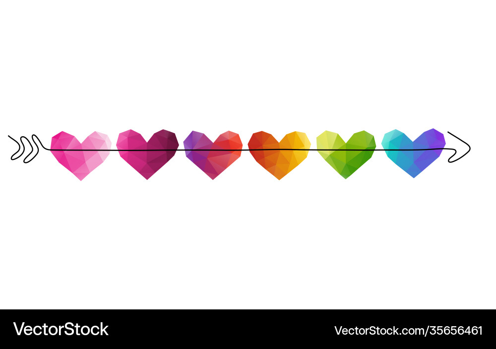 Bright abstract triangle hearts in a row Bright abstract triangle hearts in a row vector image