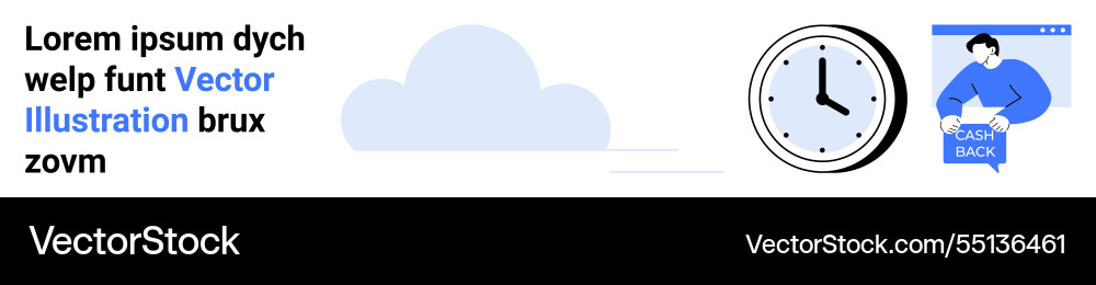 Cloud clock and user interface elements vector image