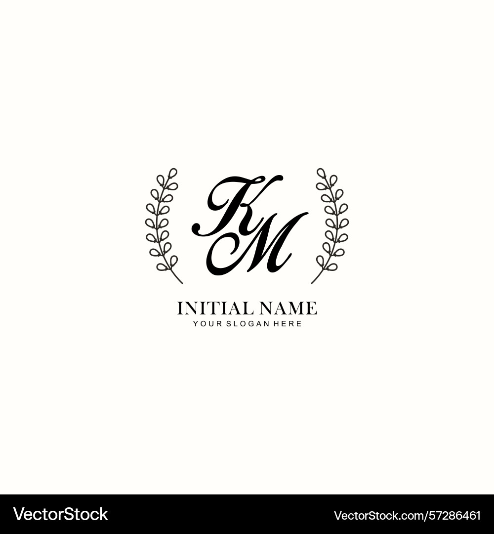 Km initial logo templates with botanical elements Km initial logo templates with botanical elements vector image