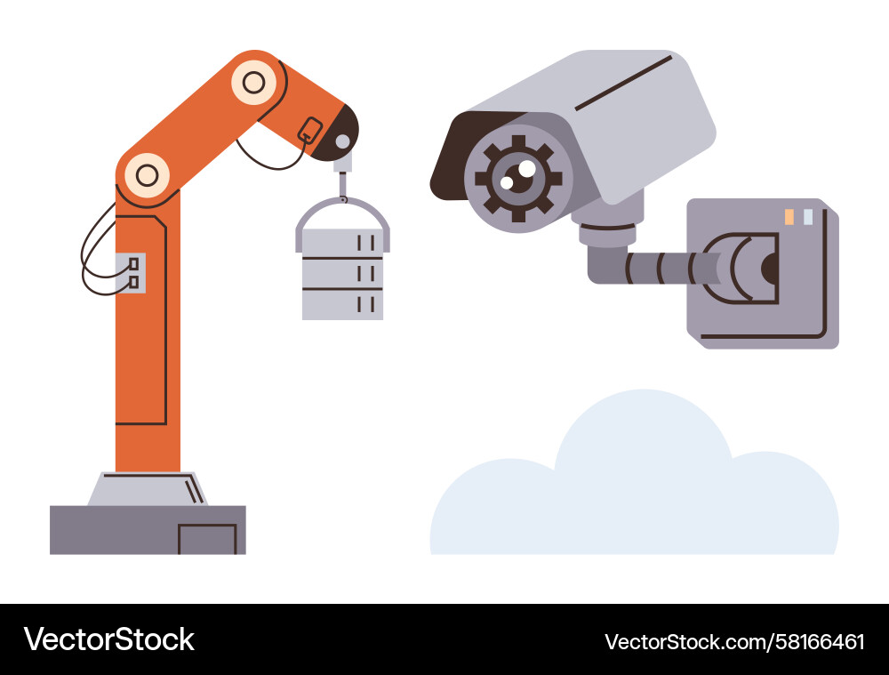 Robotic Arm with Server and Camera Vector Image