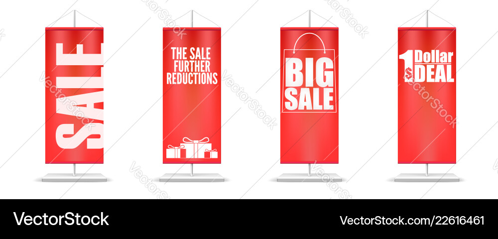 Sale set of different red flags with design Sale set of different red flags with design vector image