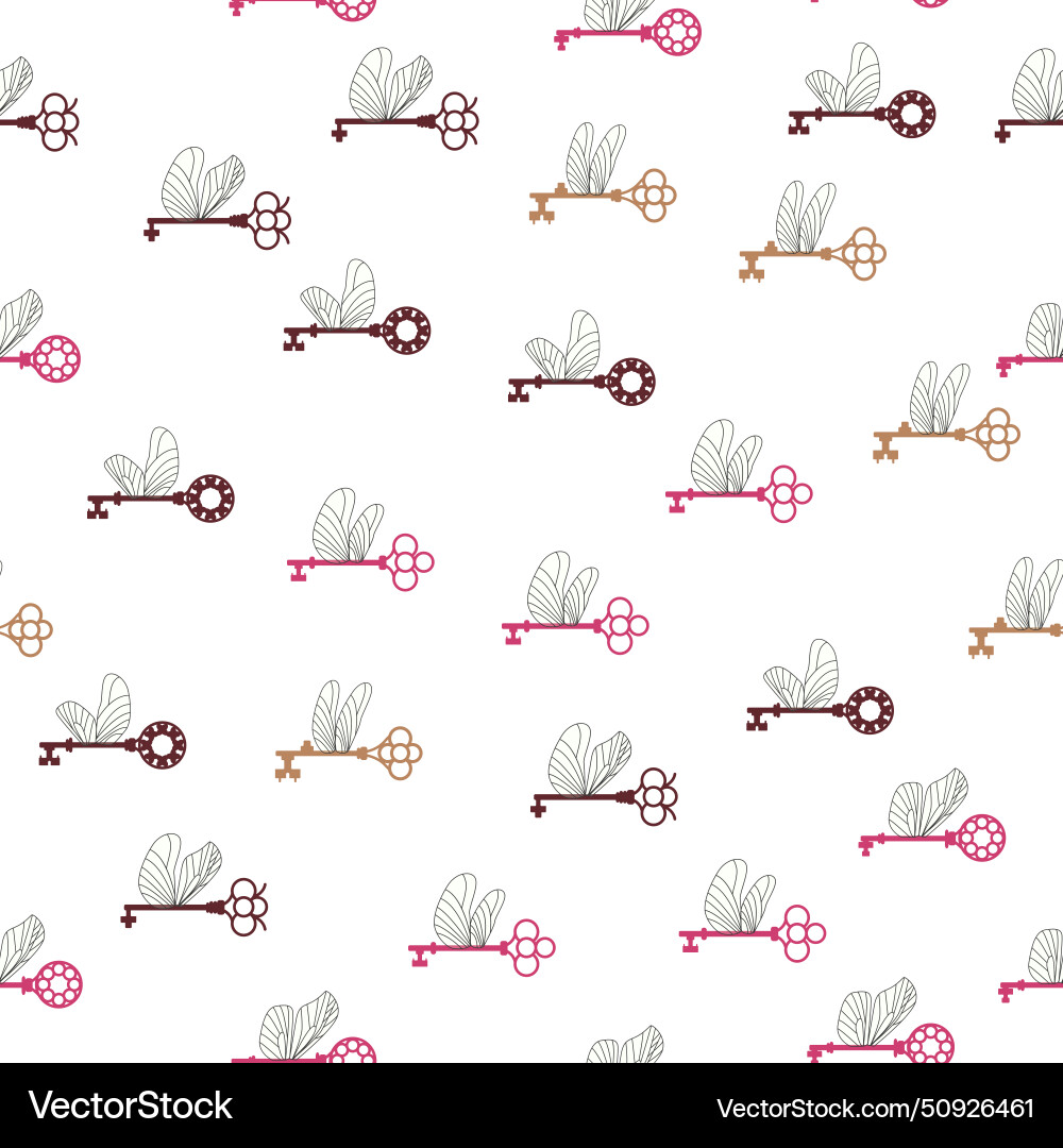 Seamless pattern with magic keys wings Seamless pattern with magic keys wings vector image