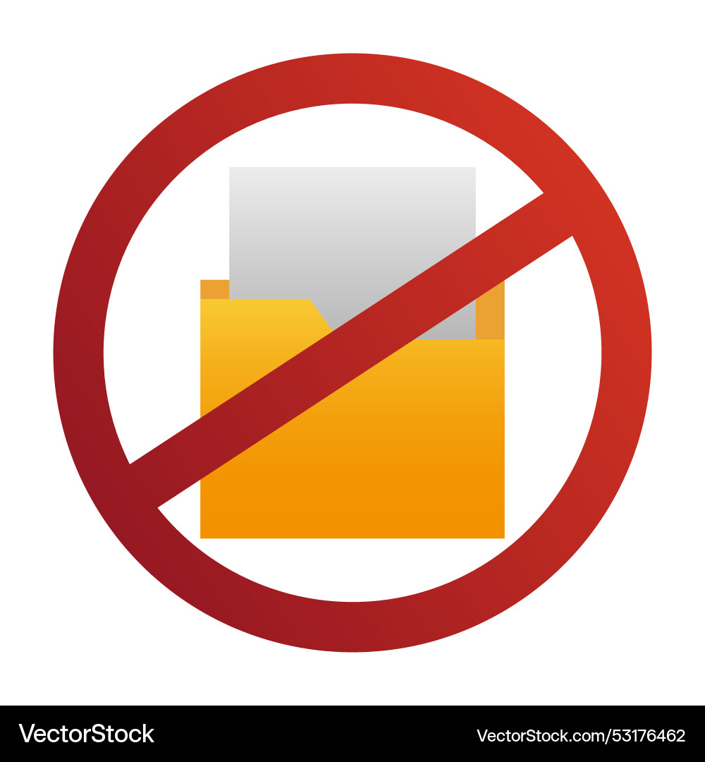 Button with ban folder with files document symbol Vector Image