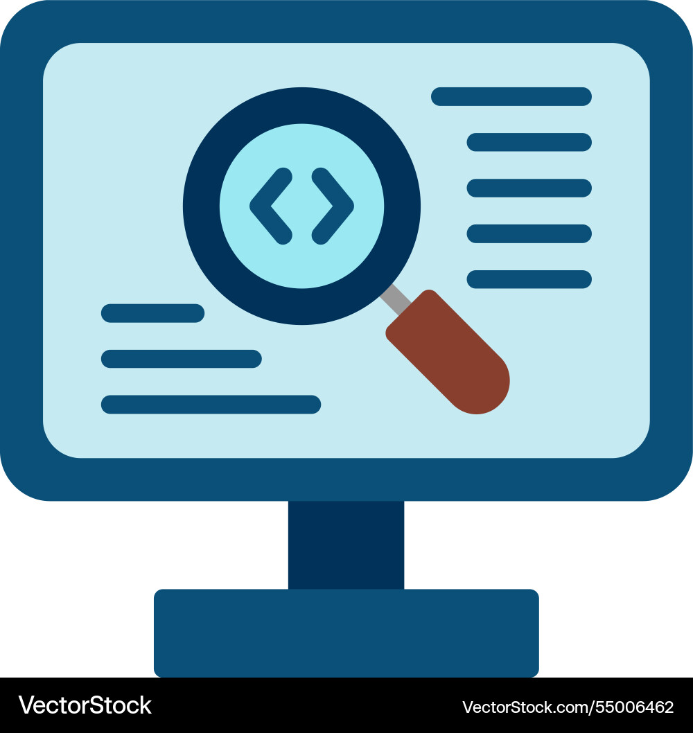 Code review flat icon design Vector Image